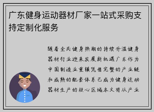 广东健身运动器材厂家一站式采购支持定制化服务